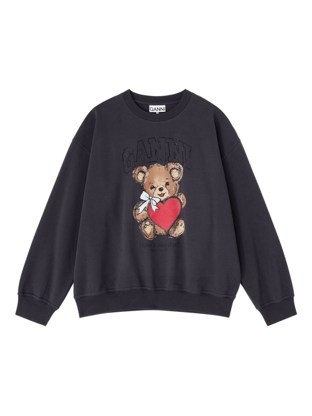 Felpa con stampa teddy in nero Ganni - donna 