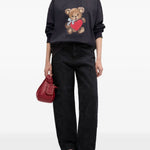 Felpa con stampa teddy in nero Ganni - donna 