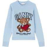 Maglione con intarsio Teddy in blu Ganni - donna 