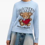 Maglione con intarsio Teddy in blu Ganni - donna 