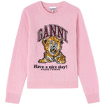 Maglione con intarsio in rosa Ganni - donna 