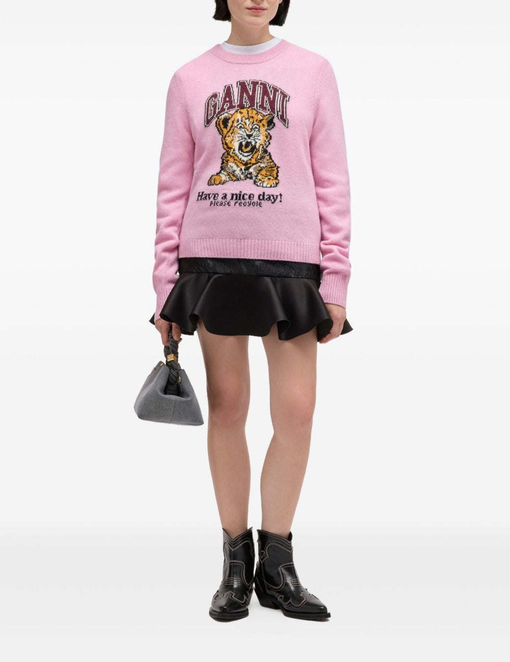 Maglione con intarsio in rosa Ganni - donna 