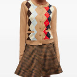 Cardigan a rombi con bottoni in marrone Ganni - donna 