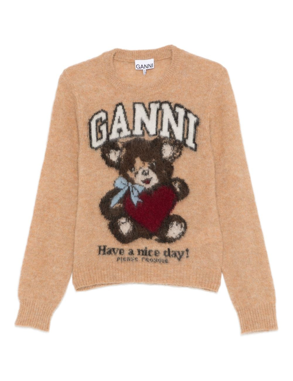 Maglione con motivo jacquard in marrone Ganni - donna 