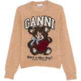 Maglione con motivo jacquard in marrone Ganni - donna 