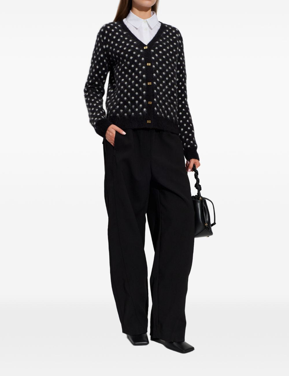Cardigan a pois in nero Ganni - donna 