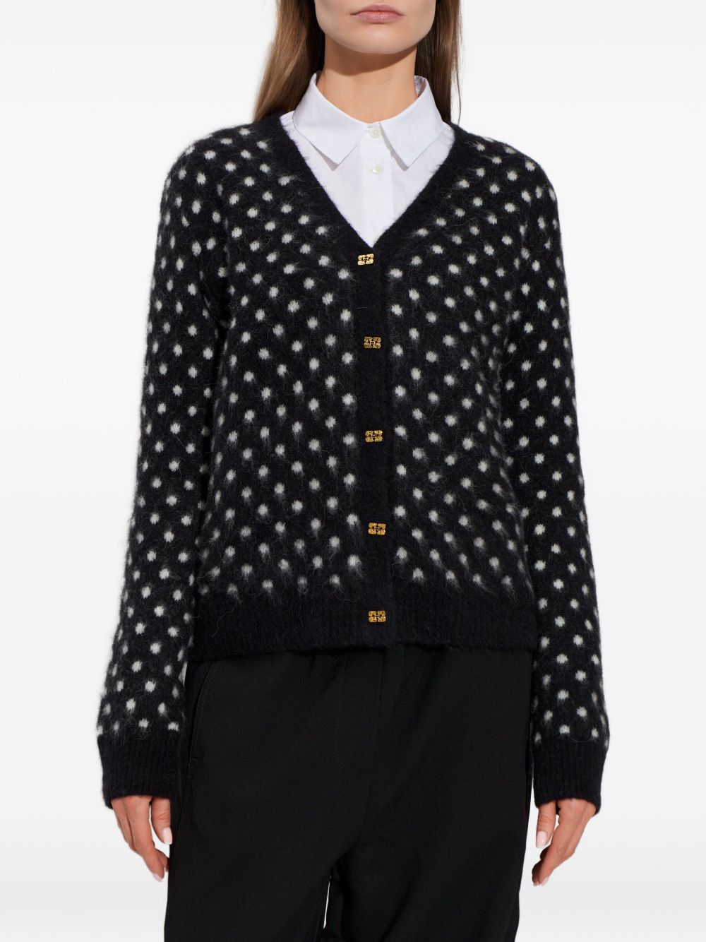 Cardigan a pois in nero Ganni - donna 