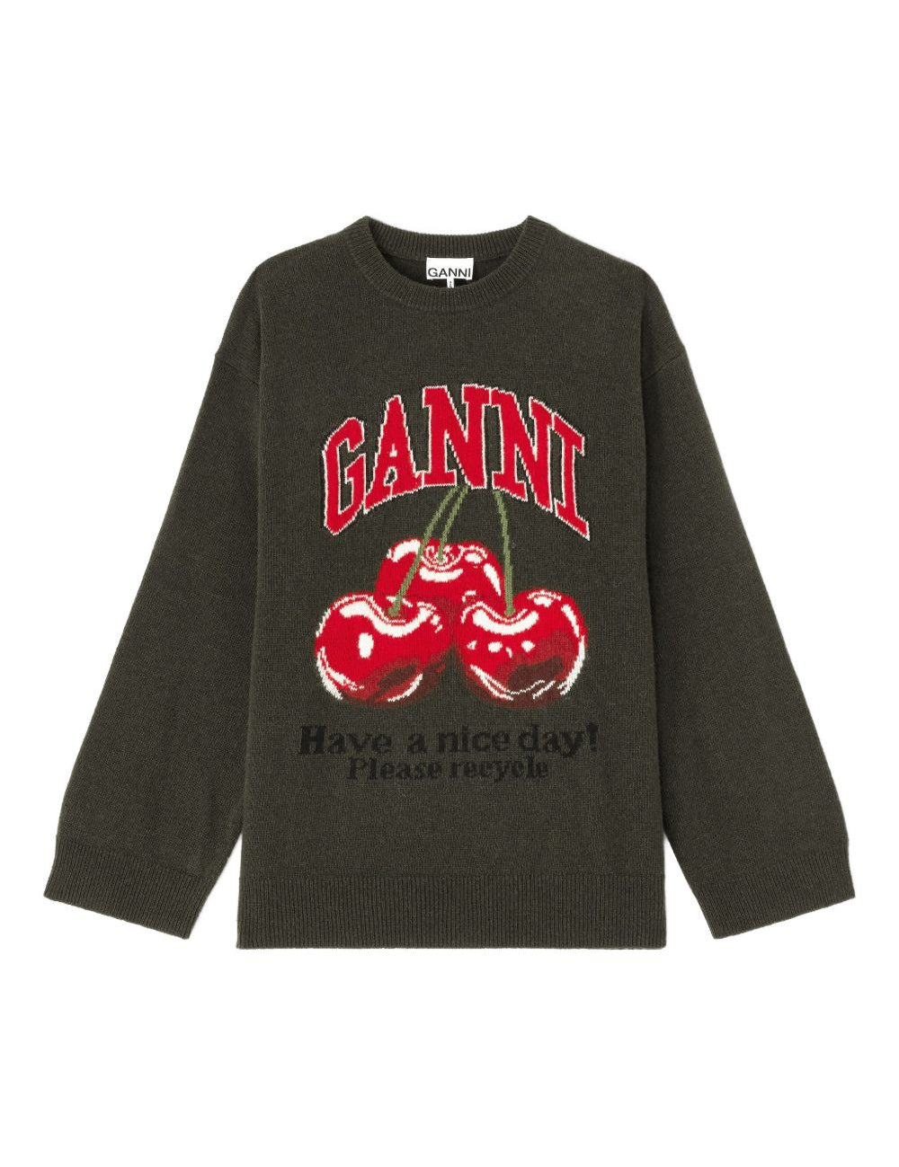 Maglione con intarsio cherry multicolore Ganni - donna 