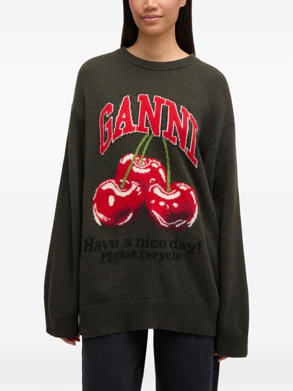 Maglione con intarsio cherry multicolore Ganni - donna 