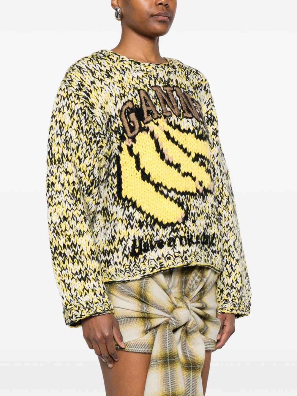 Maglione con stampa in giallo Ganni - donna 