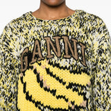Maglione con stampa in giallo Ganni - donna 
