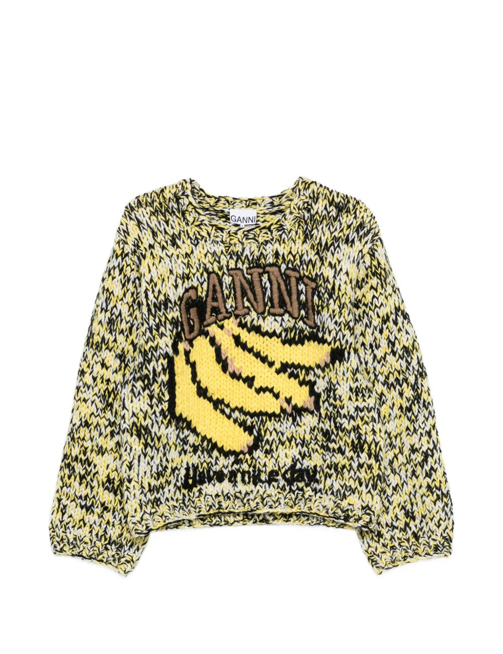 Maglione con stampa in giallo Ganni - donna 