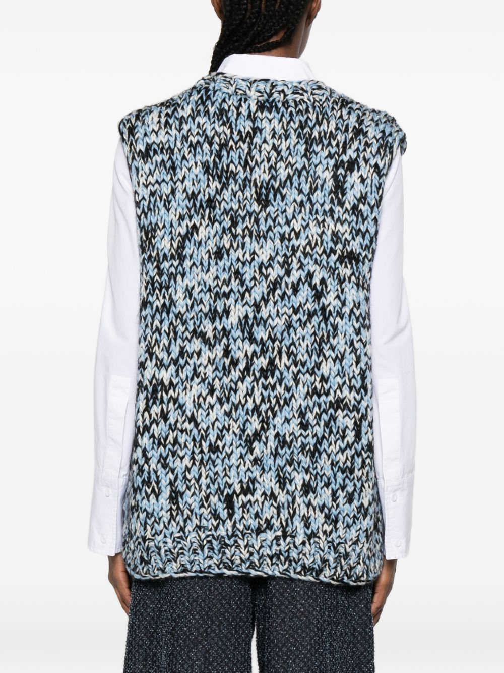 Gilet in maglia fantasia in bianco e nero Ganni - donna 