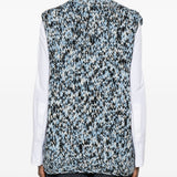 Gilet in maglia fantasia in bianco e nero Ganni - donna 