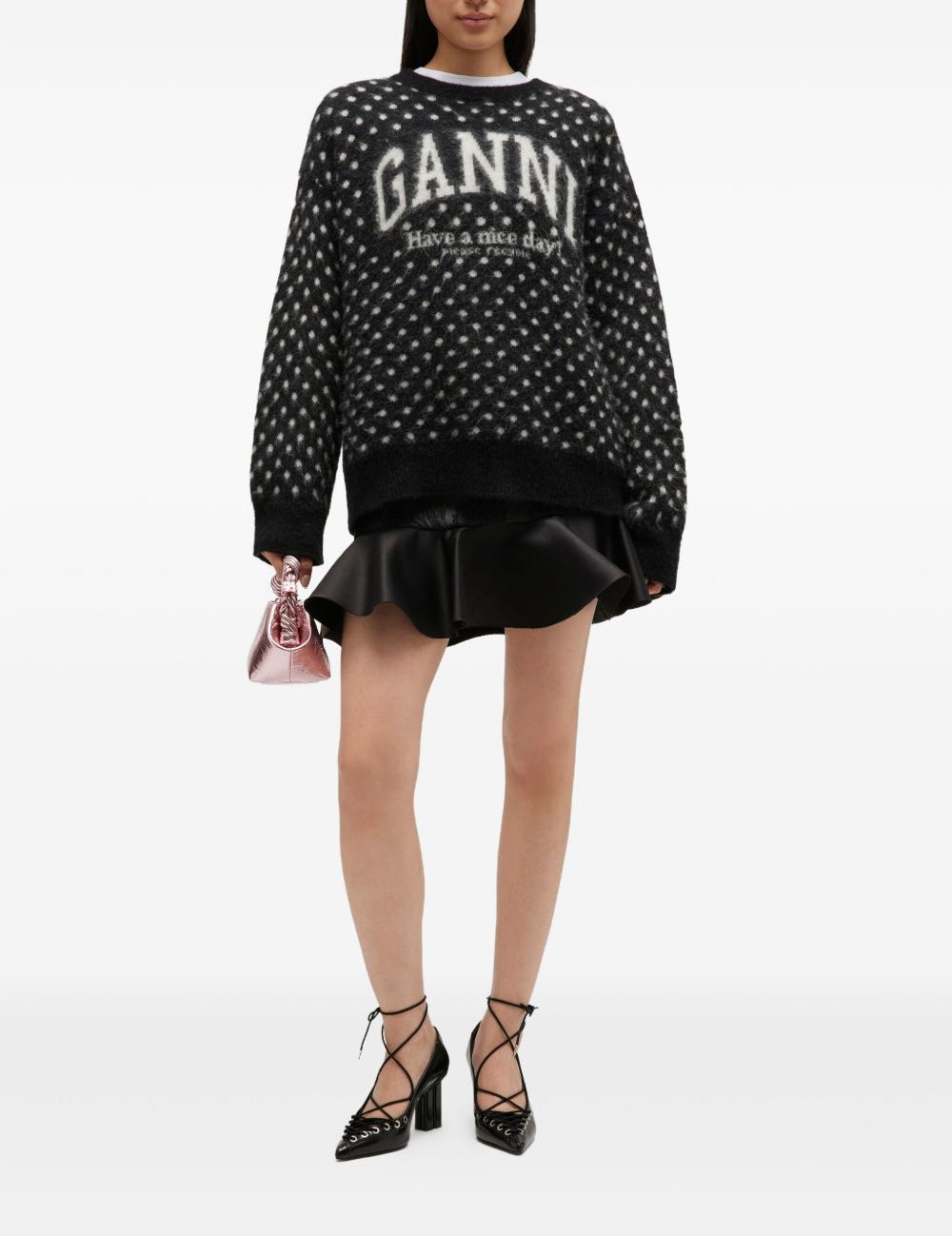 Maglione a pois in nero Ganni - donna 