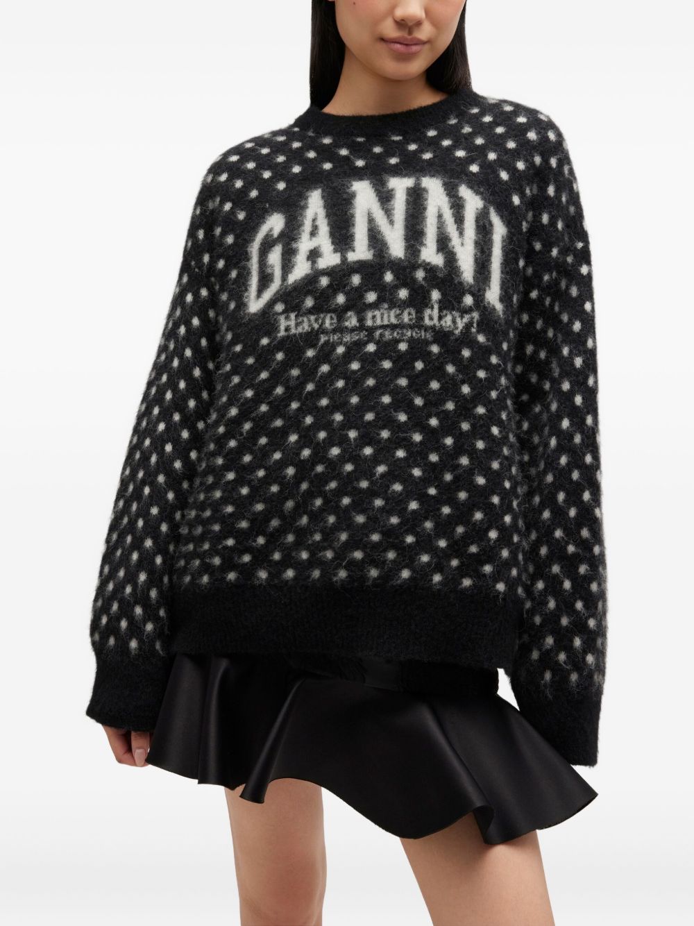 Maglione a pois in nero Ganni - donna 