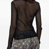 Top all'uncinetto con applicazioni a fiore in nero Ganni - donna 