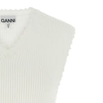 Top con scollo a V e dettaglio all'uncinetto in bianco Ganni - donna 