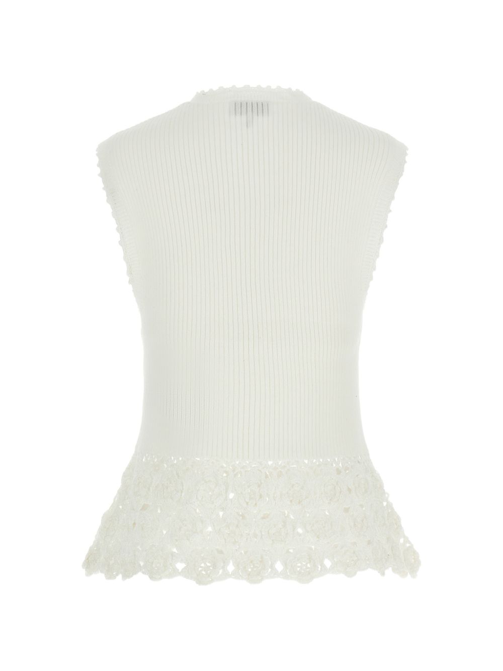Top con scollo a V e dettaglio all'uncinetto in bianco Ganni - donna 