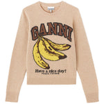 Maglione con stampa in beige Ganni - donna 