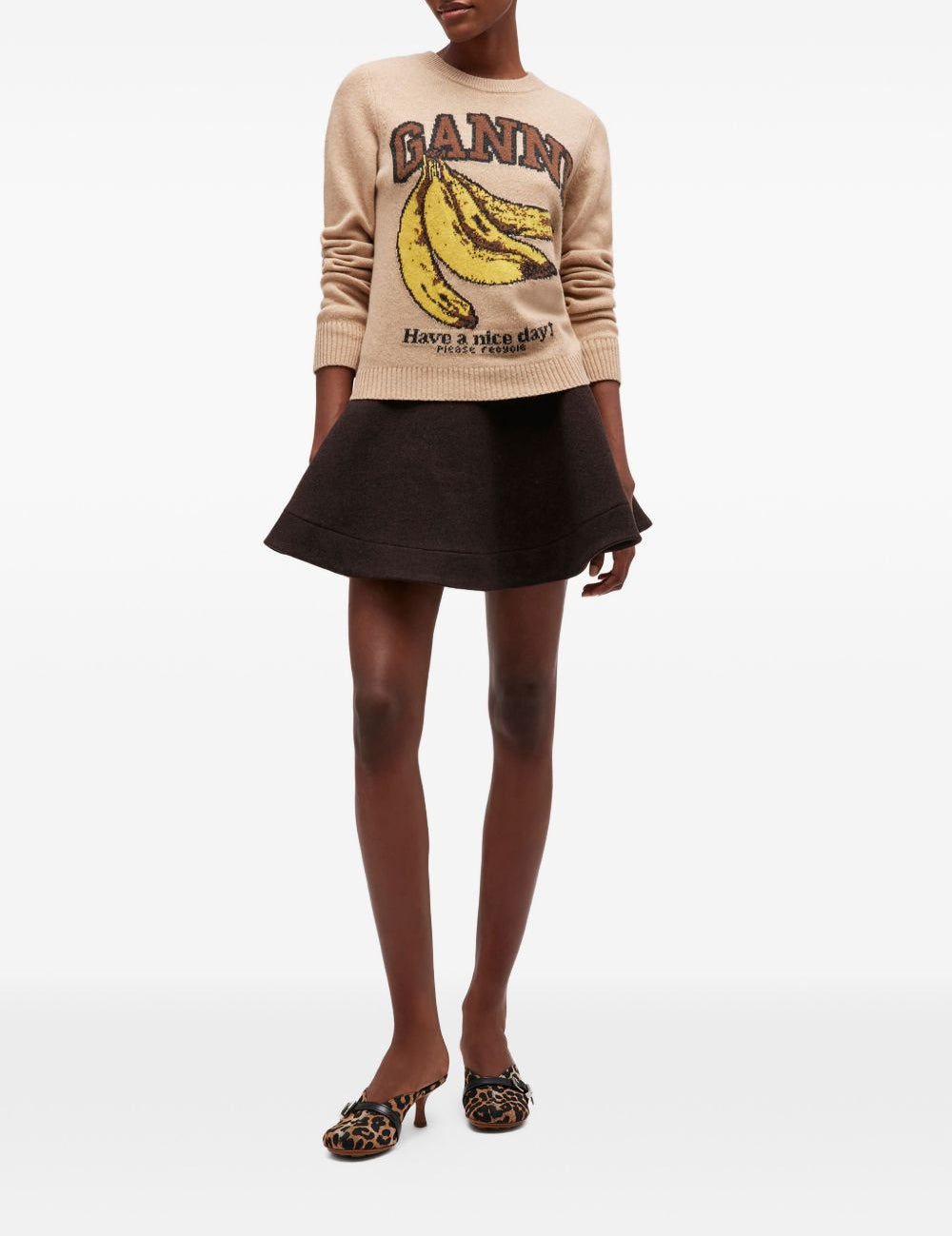 Maglione con stampa in beige Ganni - donna 