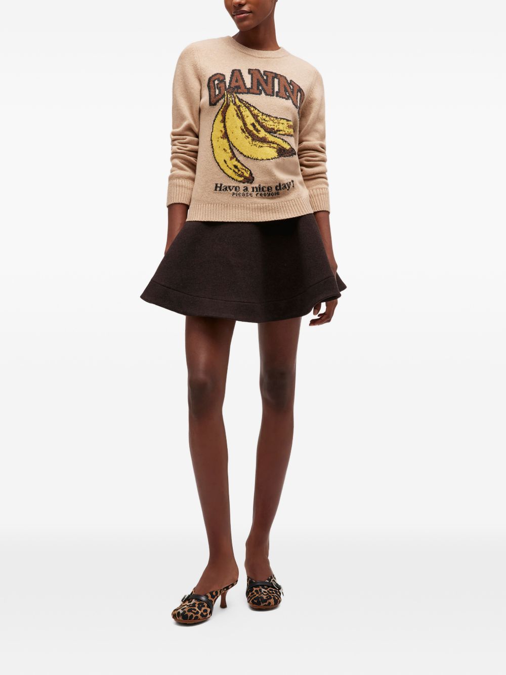 Maglione con stampa in beige Ganni - donna 