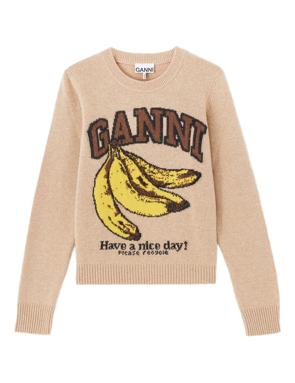 Maglione con stampa in beige Ganni - donna 