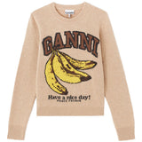 Maglione con stampa in beige Ganni - donna 