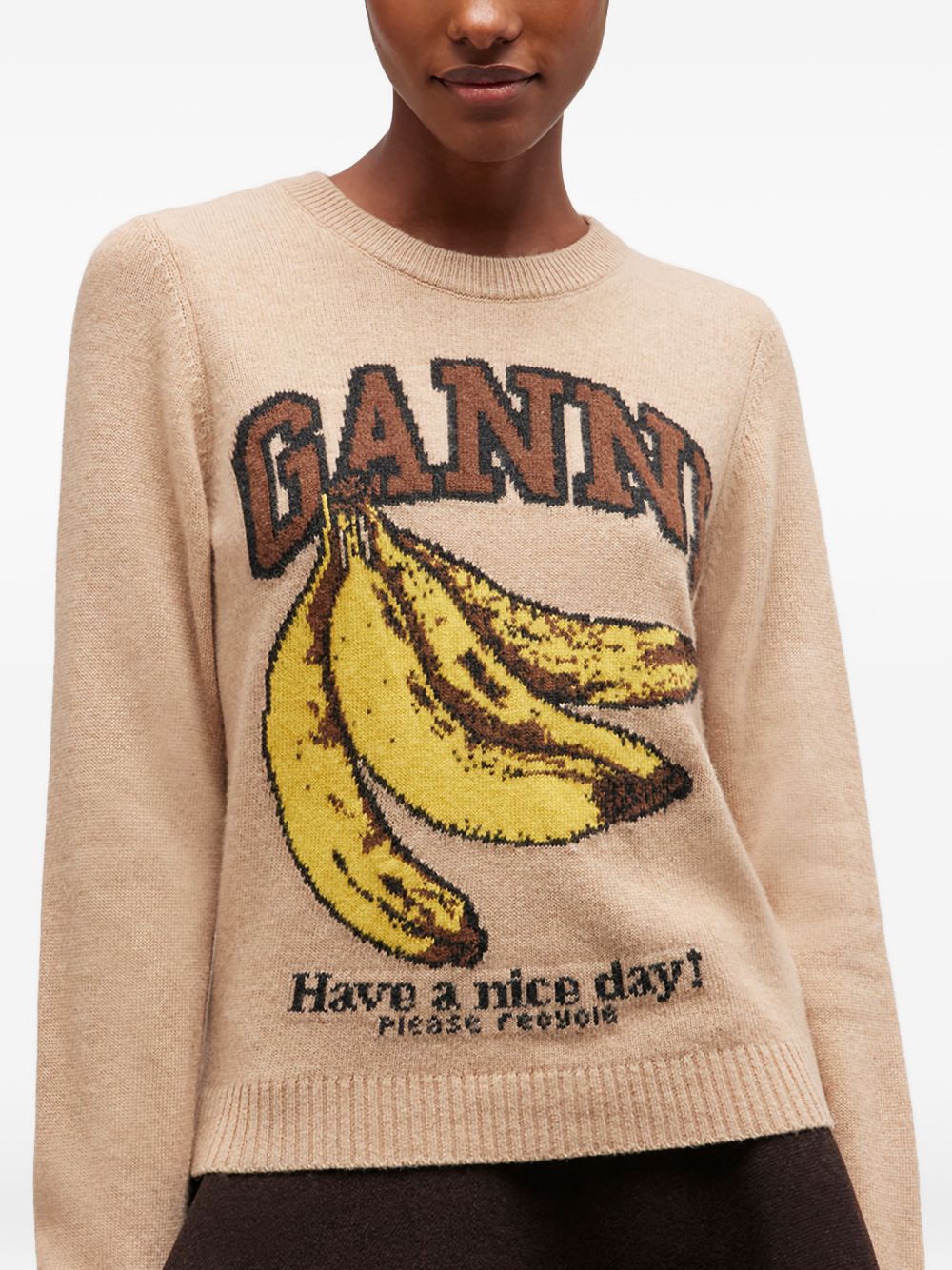 Maglione con stampa in beige Ganni - donna 