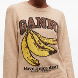 Maglione con stampa in beige Ganni - donna 