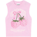 Gilet in maglia con grafica in rosa Ganni - donna 