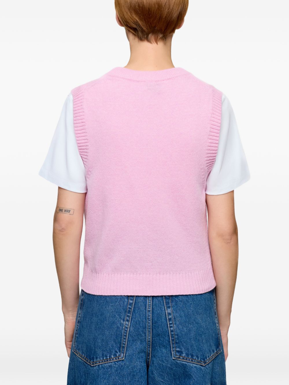 Gilet in maglia con grafica in rosa Ganni - donna 