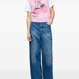 Gilet in maglia con grafica in rosa Ganni - donna 
