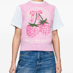 Gilet in maglia con grafica in rosa Ganni - donna 