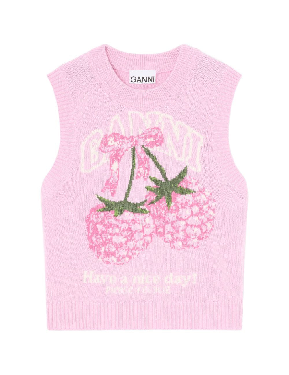 Gilet in maglia con grafica in rosa Ganni - donna 
