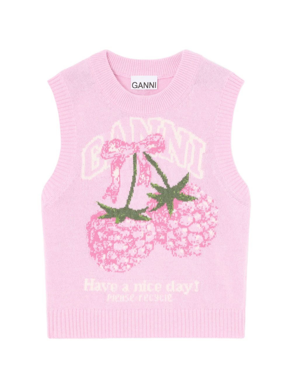 Gilet in maglia con grafica in rosa Ganni - donna 