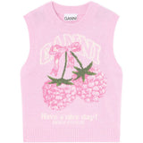 Gilet in maglia con grafica in rosa Ganni - donna 