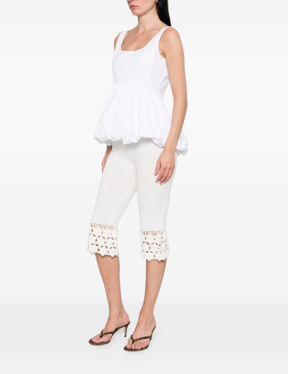Pantaloni a coste con dettaglio all'uncinetto in bianco Ganni - donna 