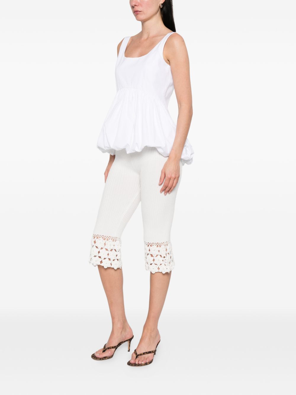 Pantaloni a coste con dettaglio all'uncinetto in bianco Ganni - donna 