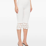 Pantaloni a coste con dettaglio all'uncinetto in bianco Ganni - donna 