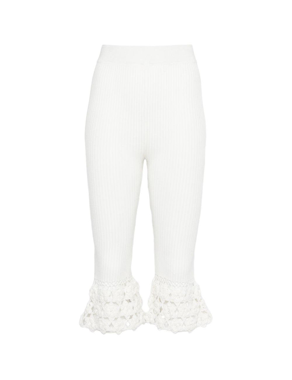 Pantaloni a coste con dettaglio all'uncinetto in bianco Ganni - donna 