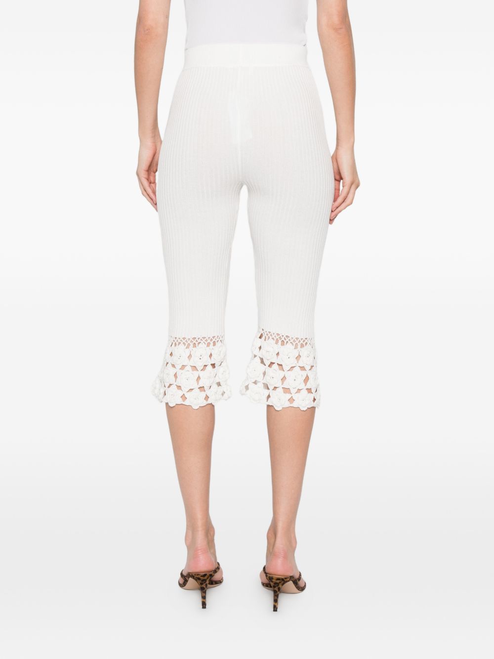 Pantaloni a coste con dettaglio all'uncinetto in bianco Ganni - donna 