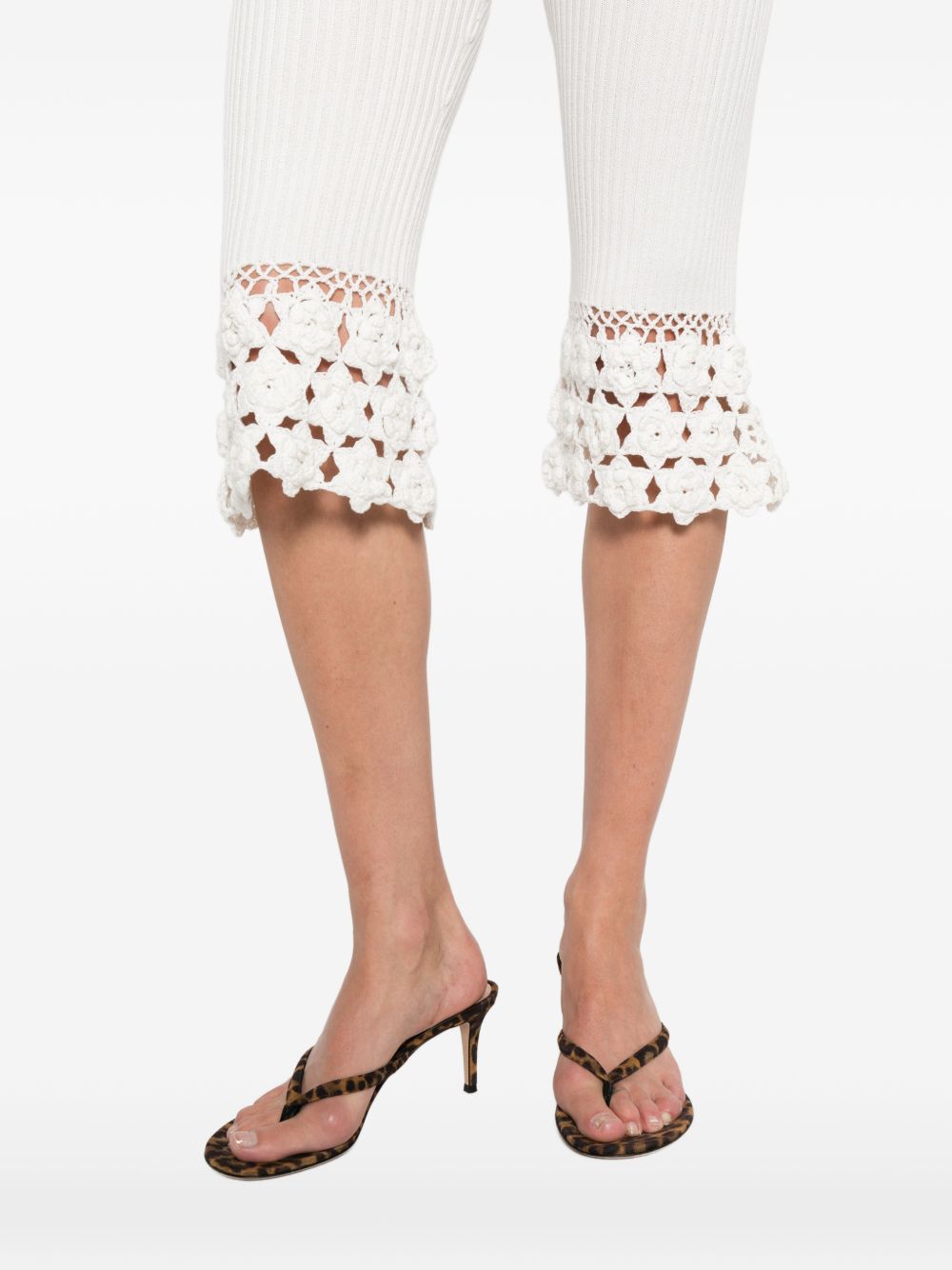 Pantaloni a coste con dettaglio all'uncinetto in bianco Ganni - donna 
