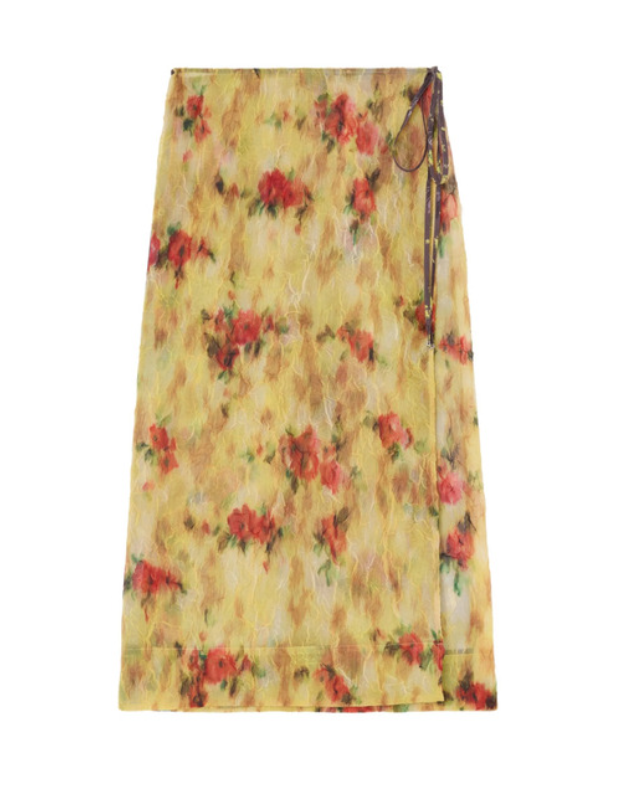 Gonna a portafoglio in organza shibori multicolore 