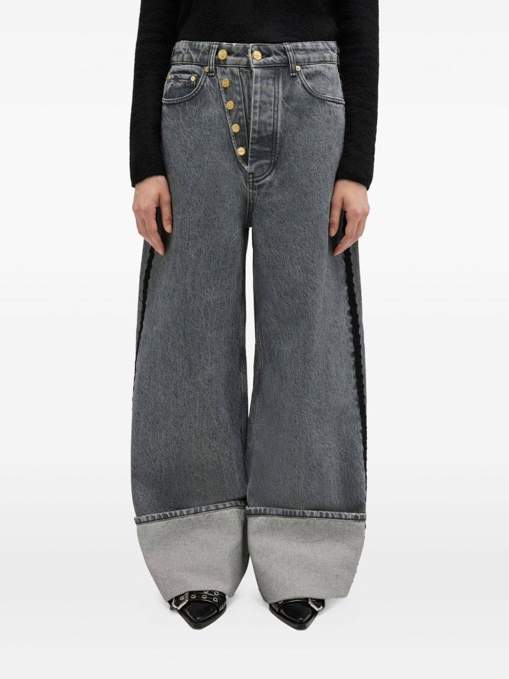 Jeans a gamba larga in grigio Ganni - donna 
