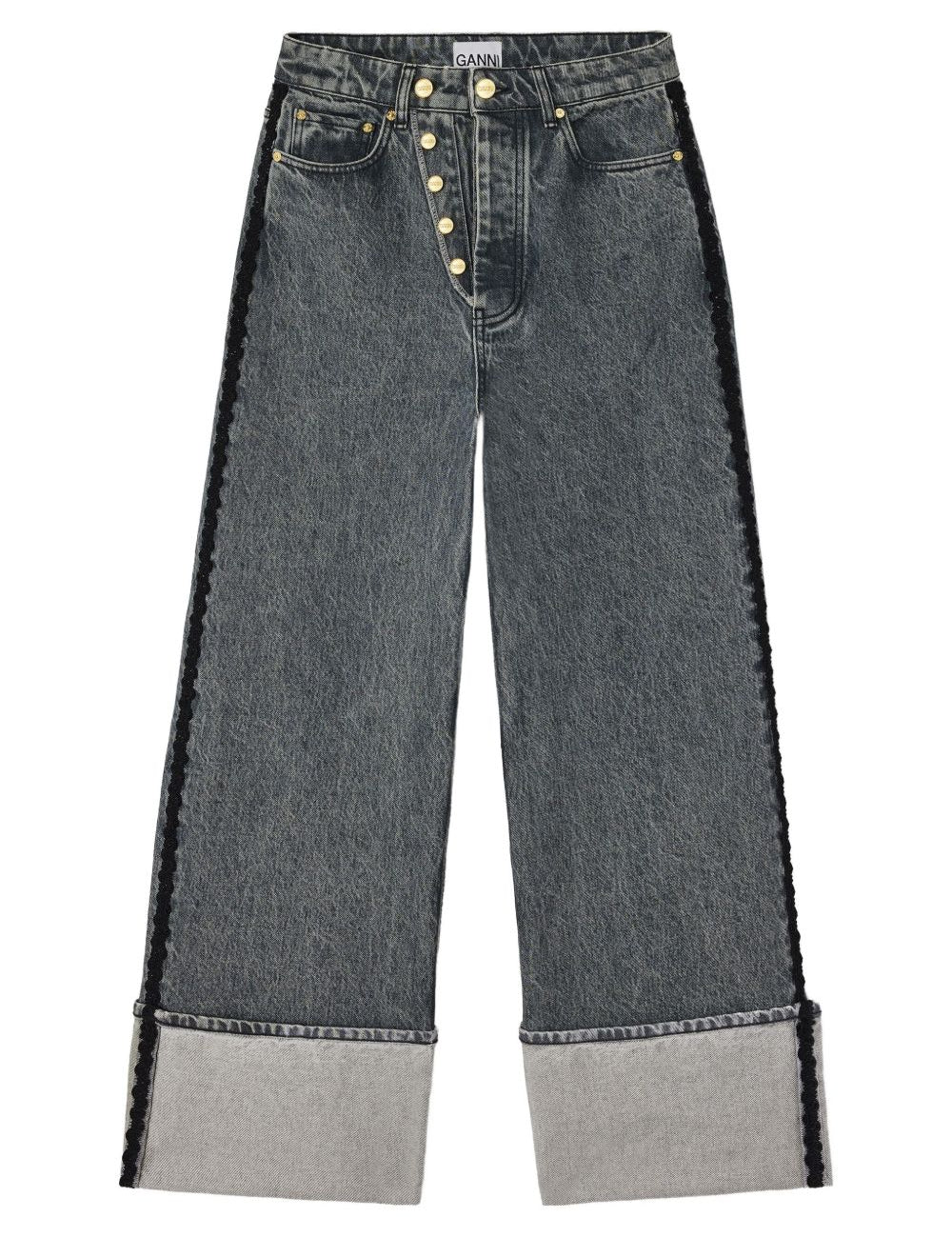 Jeans a gamba larga in grigio Ganni - donna 