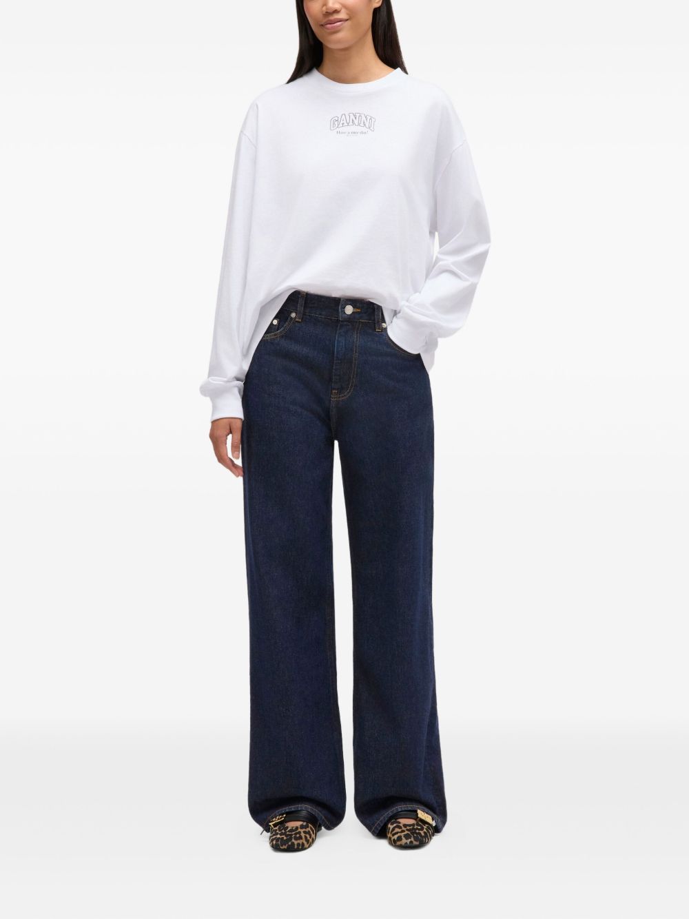 Jenas a gamba dritta in blu Ganni - donna 