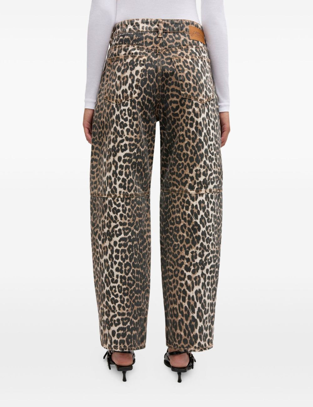 Jeans con stampa leopardata in marrone Ganni - donna 