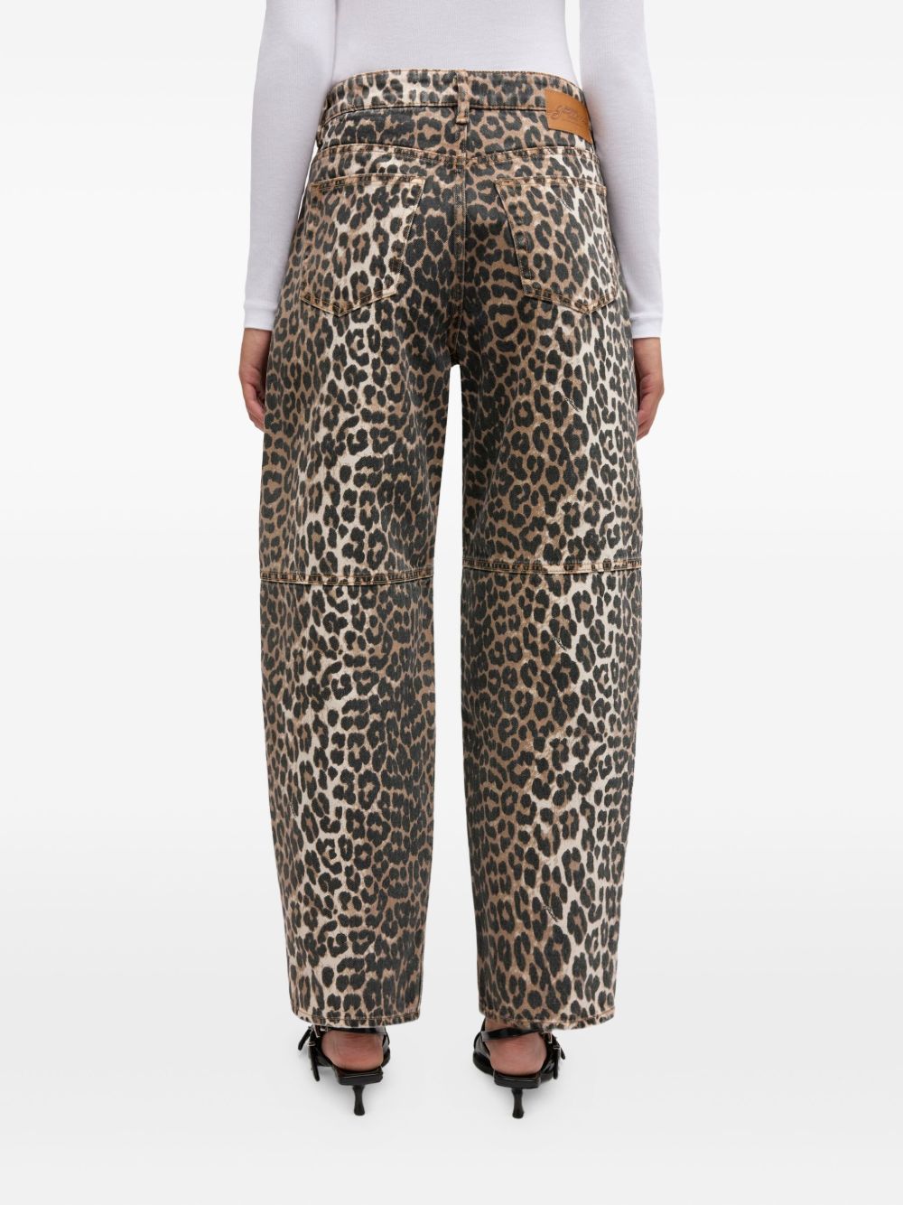 Jeans con stampa leopardata in marrone Ganni - donna 
