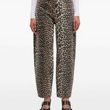 Jeans con stampa leopardata in marrone Ganni - donna 